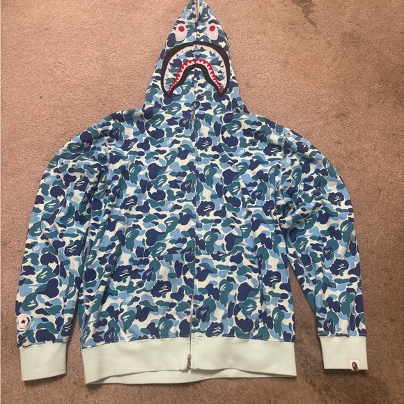 Blue Camouflage Shark a bathing ape bape Hoodie
